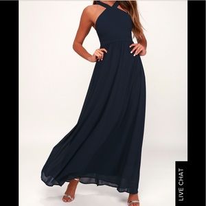 Lulu’s Air of Romance Navy Blue Maxi Dress